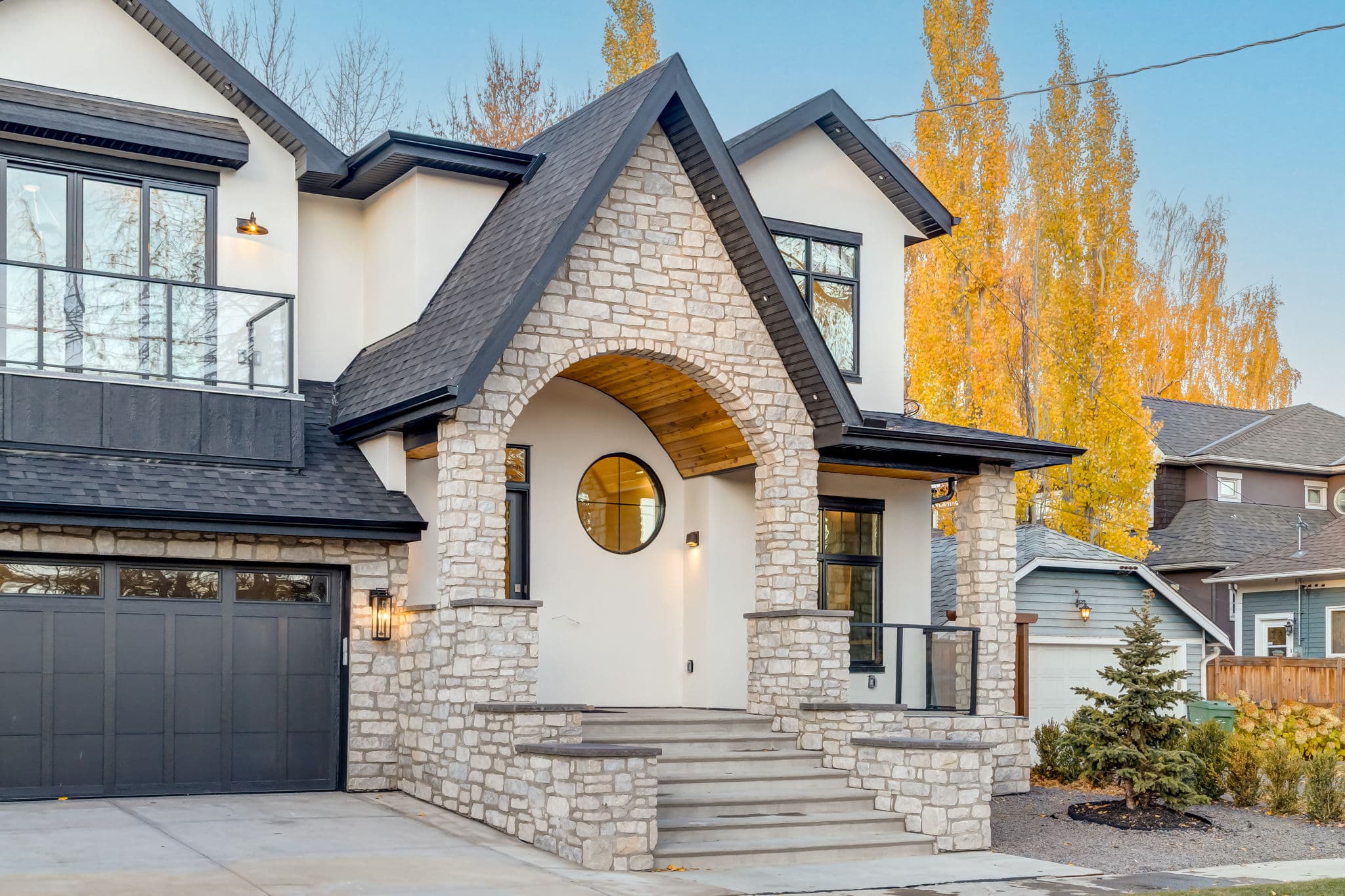 Front exterior of the Elbow Park infill home by Platinum Build Homes in Elbow Park, Calgary.