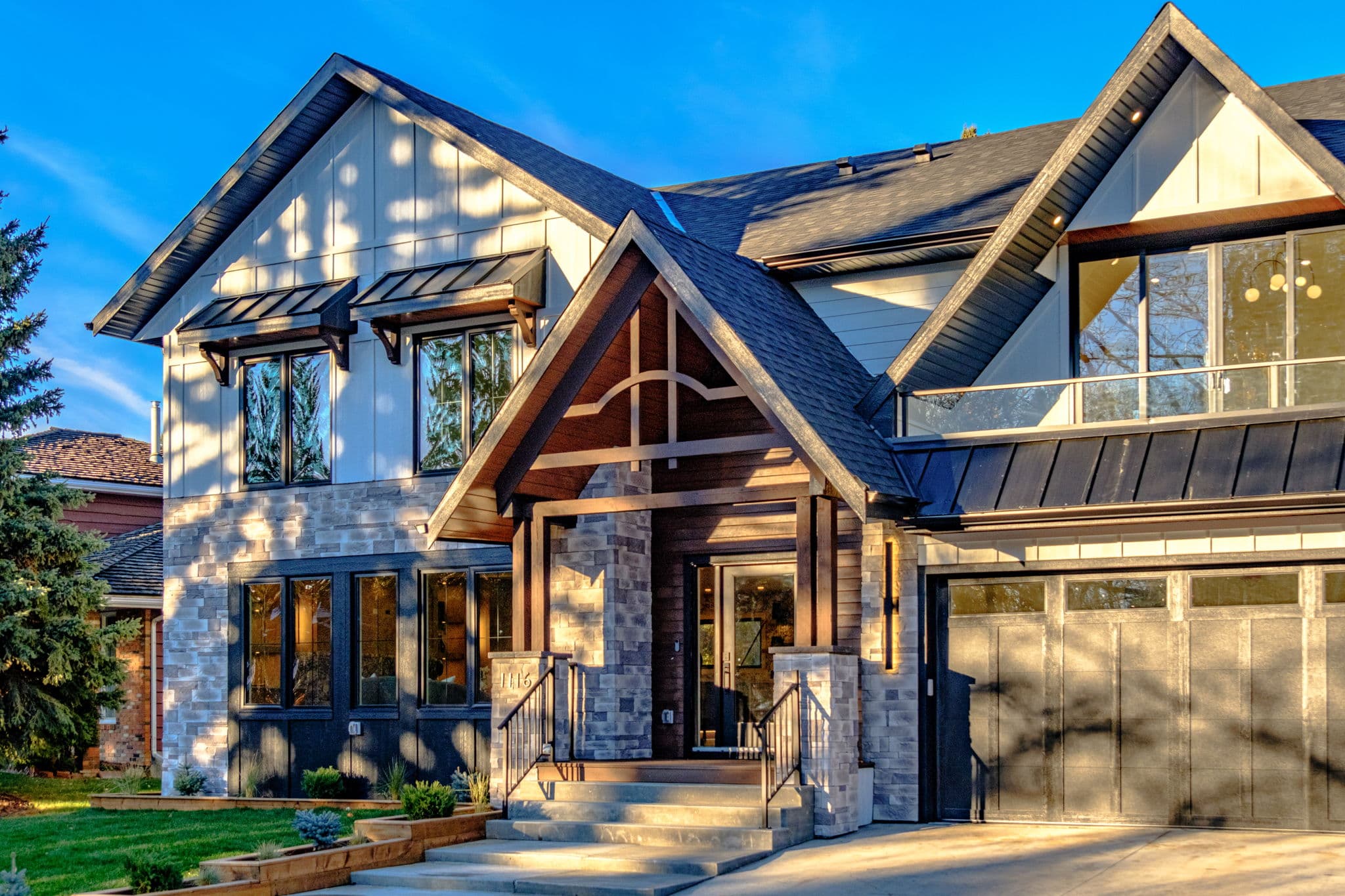 Front exterior of the Varsity 1 whole-home renovation by Platinum Build Homes in Varsity, Calgary.